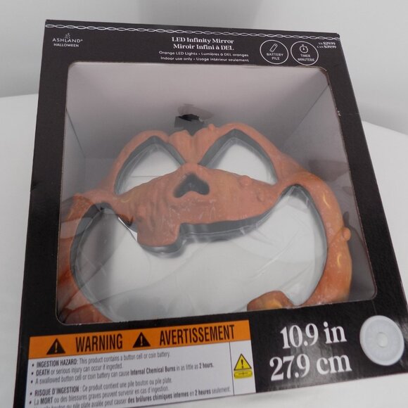 Other - Ashland LED Infinity Mirror Orange Jack O Lantern Face Lights Indoor Pumpkin New
